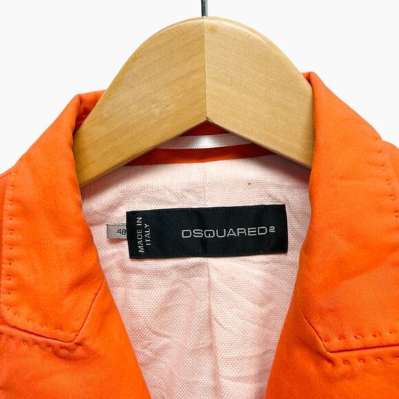 Dsquared2 Single-Breasted Orange Cotton Silk‎ Blazer Men’s Size 48 - Picture 3 of 10